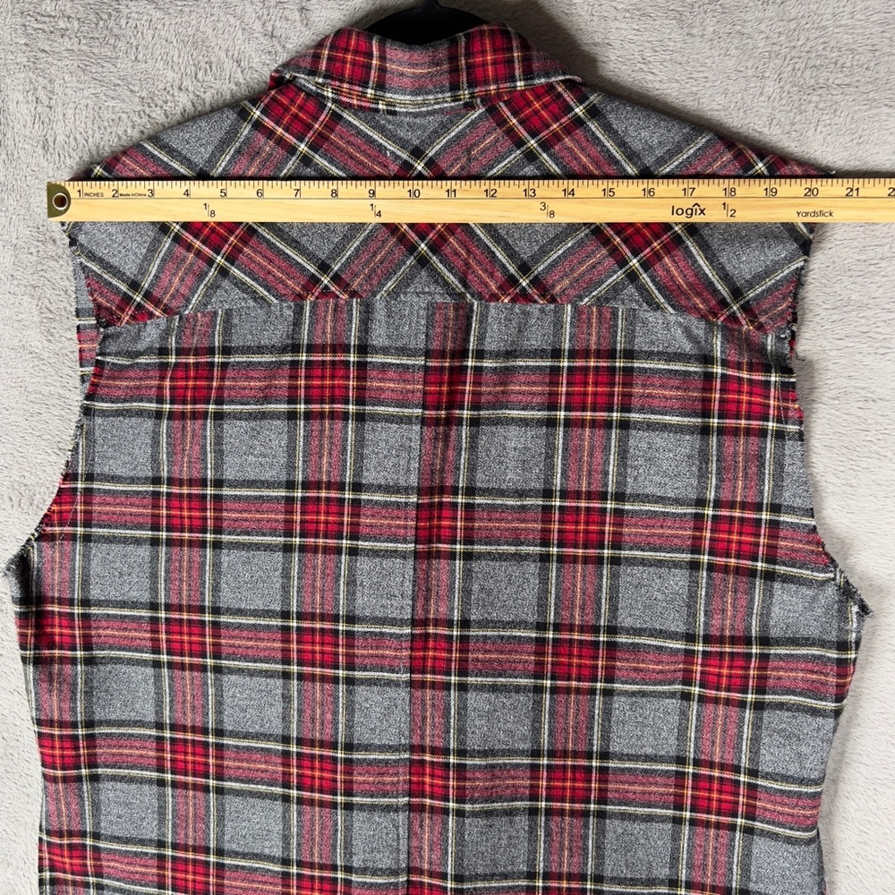 Fear Of God FOG Collection Two Sleeveless Flannel Button Up Shirt Men's Small - Picture 9 of 10